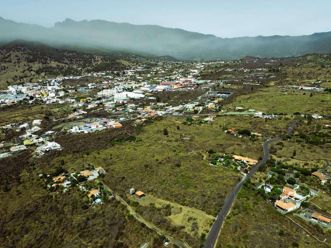 Vista aérea de El Paso sobre la colada volcánica